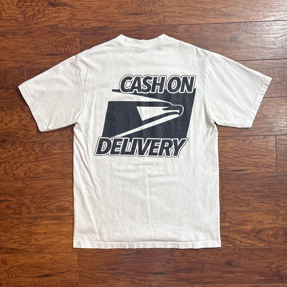 Shaka Wear "Cash On Delivery" USPS Eagle Graphic White T-Shirt SIze L